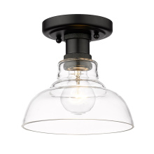 Golden 0305-FM BLK-CLR - Yep by Golden Lighting Carver 1-light Flush Mount in Matte Black and Clear Glass